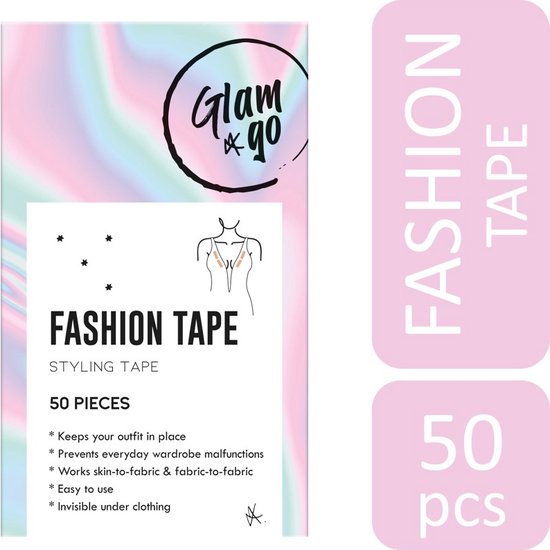 Glam & Go Ruban adhésif pour soutien-gorge - 50 pièces - Tuning Tape - Ruban Tape Vêtements - Double face - Transparent
