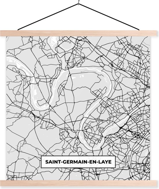 Porte-affiche avec Poster - Affiche scolaire - Plan - Plan - Plan de ville - France - Saint-Germain-en-Laye - 60x60 cm - Lattes vierges