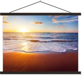 Porte-affiche avec affiche - Affiche scolaire - Plage - Mer - Soleil - Horizon - 150x113 cm - Lattes noires