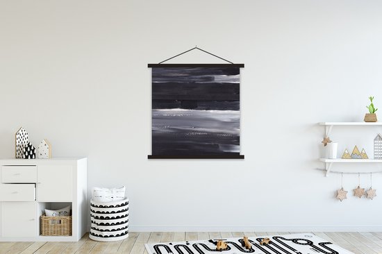 Porte-affiche avec affiche - Affiche scolaire - Peinture - Abstrait - Zwart - 90x90 cm - Lattes noires
