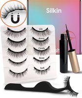 Silkin Magnetische Nep Wimpers met Eyeliner en Applicator - 10 Magnetic Fake Lashes - Valse Wimpers
