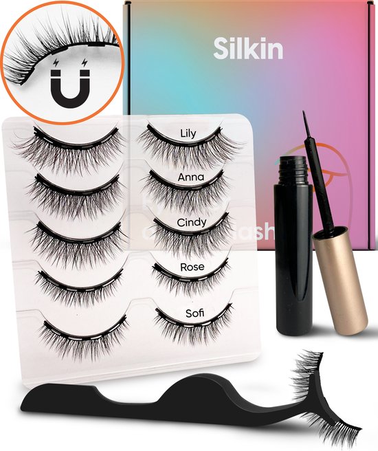 Silkin Magnetische Nep Wimpers met Eyeliner en Applicator - 10 Magnetic Fake Lashes - Valse Wimpers