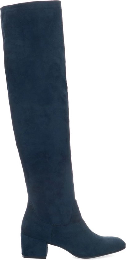 Thriller werknemer Durf Manfield - Dames - Donkerblauwe hoge laarzen met hak - Maat 37 | bol.com