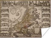 Affiche - Carte des Nederland en forme de lion - 120x90 cm