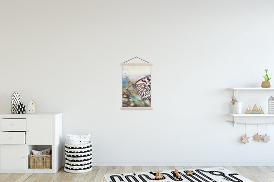 Porte-affiche avec affiche - Affiche scolaire - Papillon - Fleurs - Printemps - 40x60 cm - Lattes vierges