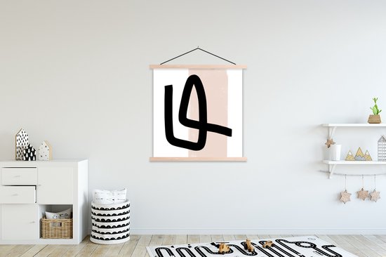 Porte-affiche avec affiche - Affiche scolaire - Abstrait - Pastel - Rose - 120x120 cm - Lattes vierges