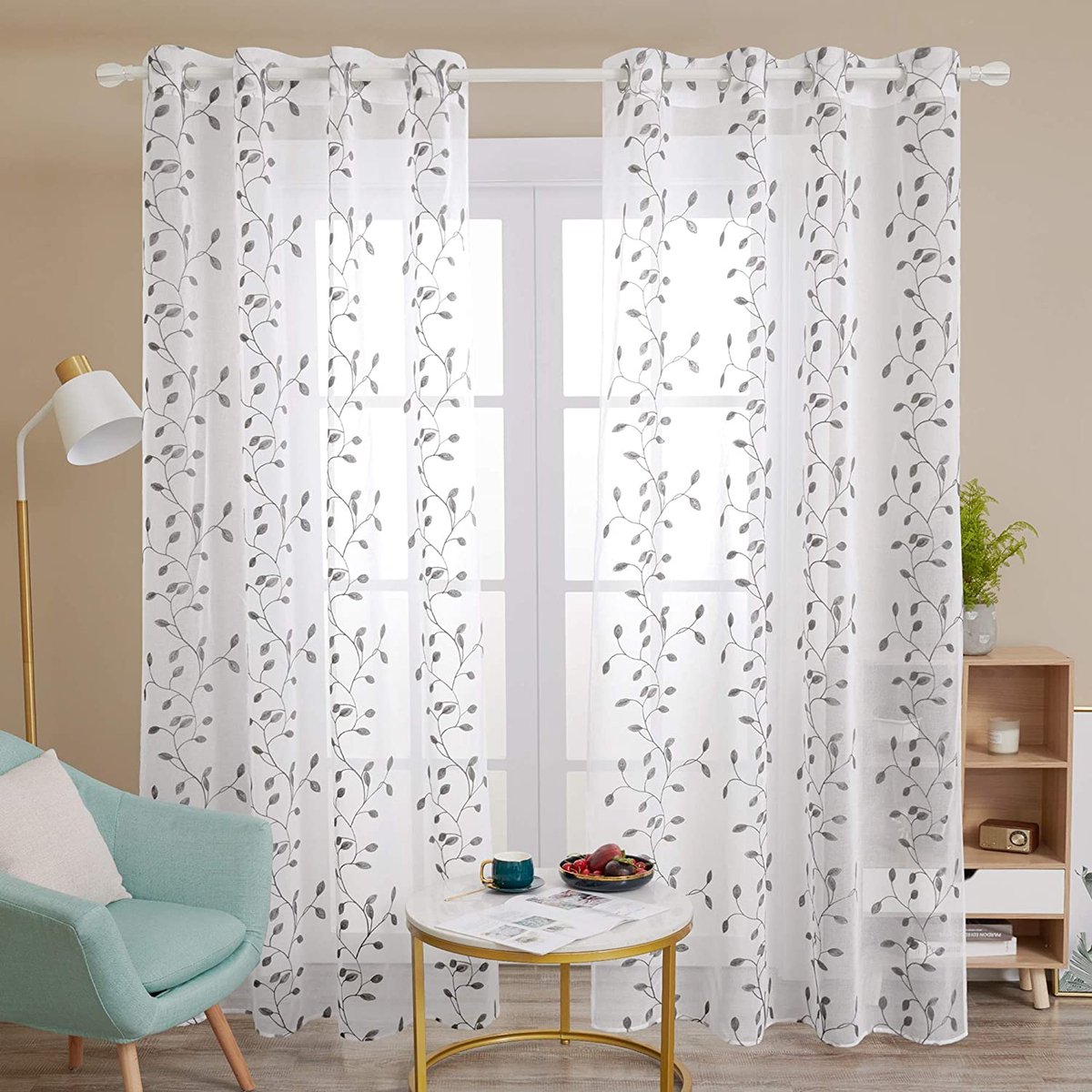 Rideaux Occultants Deconovo 140x183cm - Motif Fil D'Or Violet - Lot De 2 - Isolants Thermiques