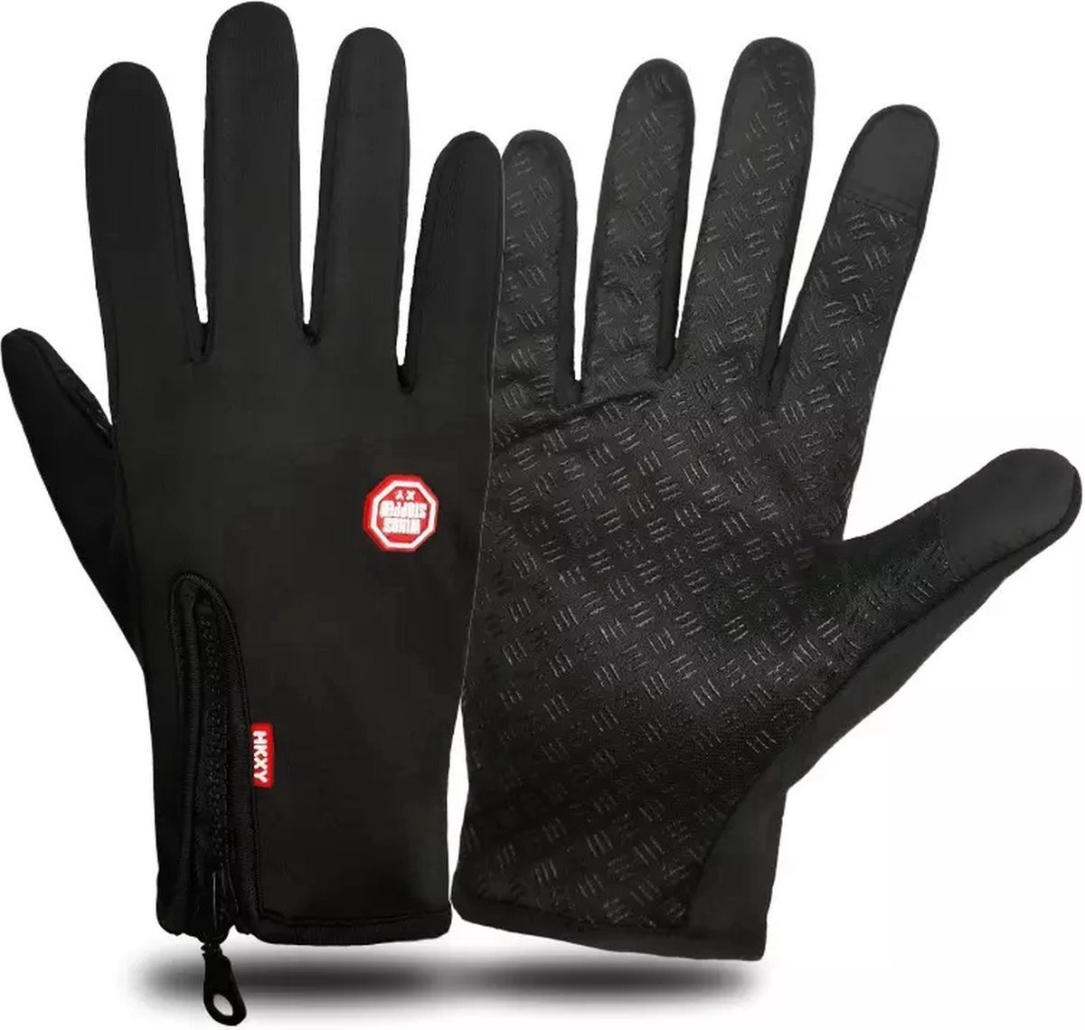 *** Handschoenen Warm Tech - Touchscreen - Waterdicht - Fleece - Unisex - Zwart - Maat S - van Heble® ***