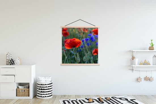 Support pour affiche avec affiche 120 x 120 cm - Affiche scolaire - Coquelicots colorés aux Nederland - Affiche textile - Lattes vierges