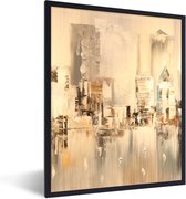 Fotolijst incl. Poster - Schilderij - Olieverf - Abstract - Skyline - 60x80 cm - Posterlijst