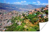 Poster Uitzicht over Medellín en haar bergen in Colombia - 180x120 cm XXL
