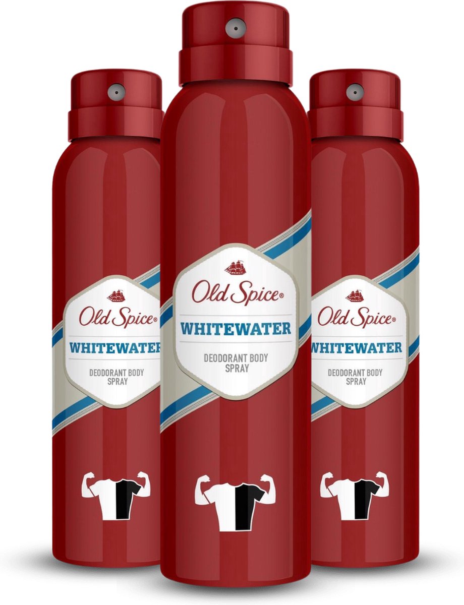 Goedkoopste Old Spice Deodorant Body Spray Whitewater Bundelverpakking - 3 x 150 ml
