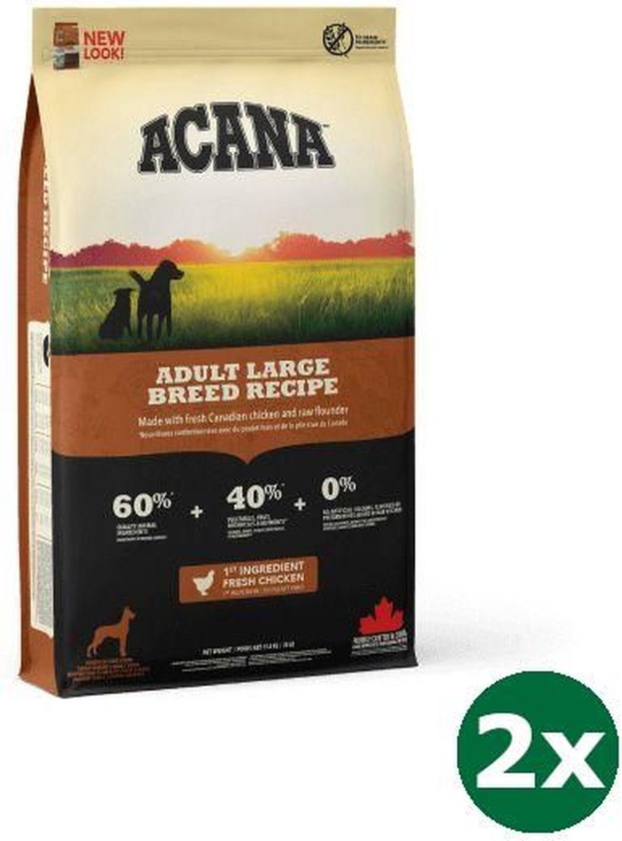2x17 kg Acana dog adult large breed hondenvoer