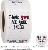 Rol met 500 Thank You For Your Order stickers - 2.5 cm diameter - Dankje - Bedankt voor uw bestelling - Personal touch voor klanten - Decoratie - Versiering