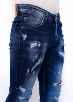 Heren Blauwe Slim Fit Jeans met Gaten -DC-047