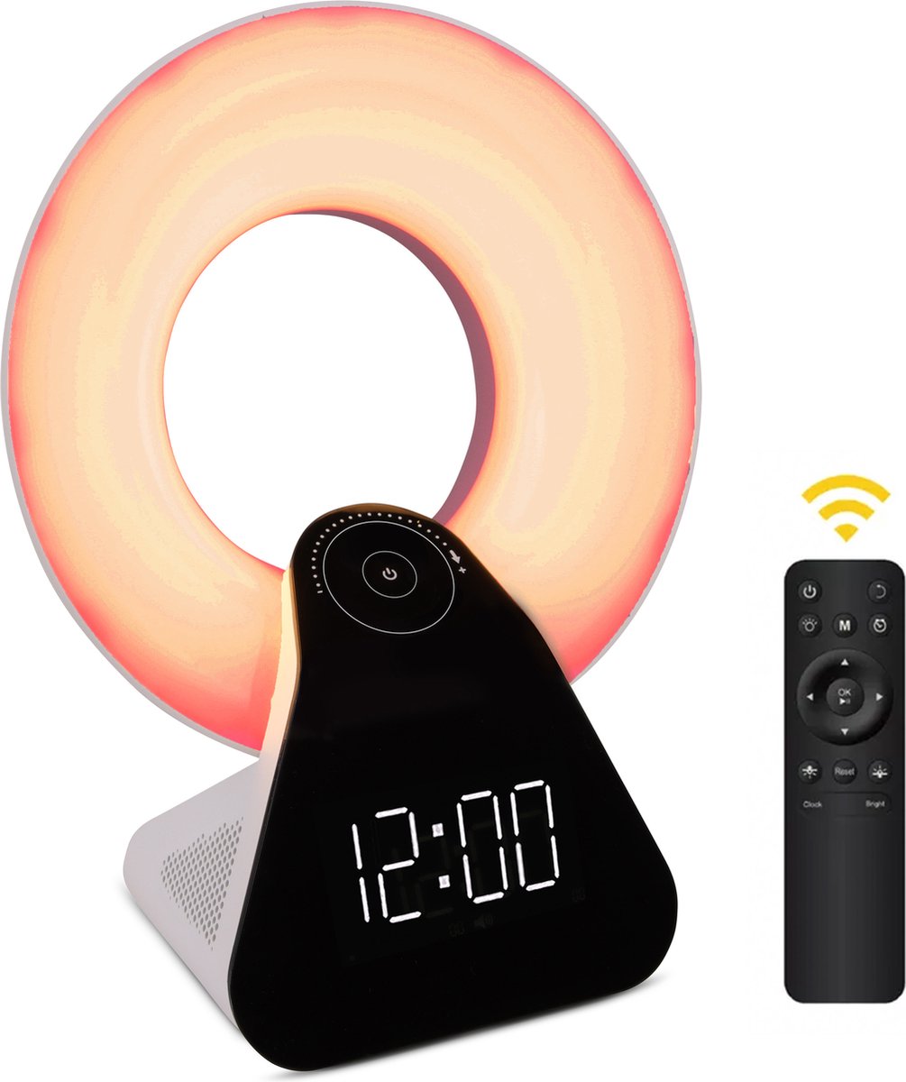 Wake up Light - Daglichtlamp - White Noise Machine (8 geluiden) - Bluetooth - 10.000 Lux - Timer - Wekker - 3 Kleuren - Lichttherapie - Liroma
