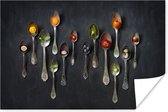 Aantal vorken met groentes er in poster papier 120x80 cm - Foto print op Poster (wanddecoratie woonkamer / slaapkamer)