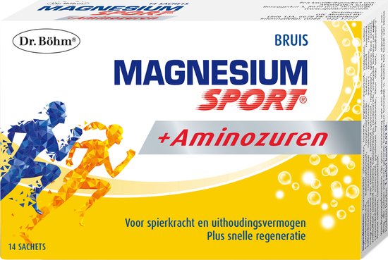 Dr. Böhm Magnesium Sport + Aminozuren Bruis 14 sachets (Limoen-Citroen) voor Spierkracht & Uithoudingsvermogen