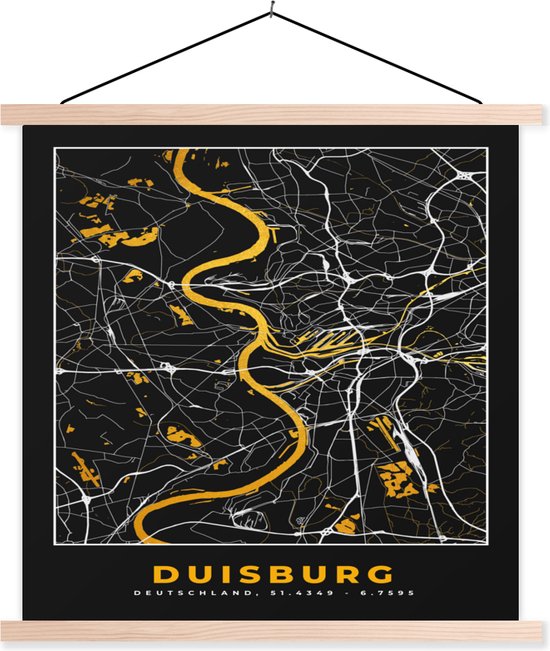 Porte-affiche avec affiche - Affiche scolaire - Duisburg - Allemagne - Plan de la ville - Carte - Plan d'étage - Or - 60x60 cm - Lattes vierges