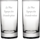 Longdrinkglas gegraveerd - 28,5cl - Le Plus Sympa des Grands-Pères & La Plus Sympa des Grands-mères