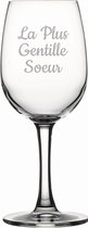 Witte wijnglas gegraveerd - 26cl - La Plus Gentille Soeur
