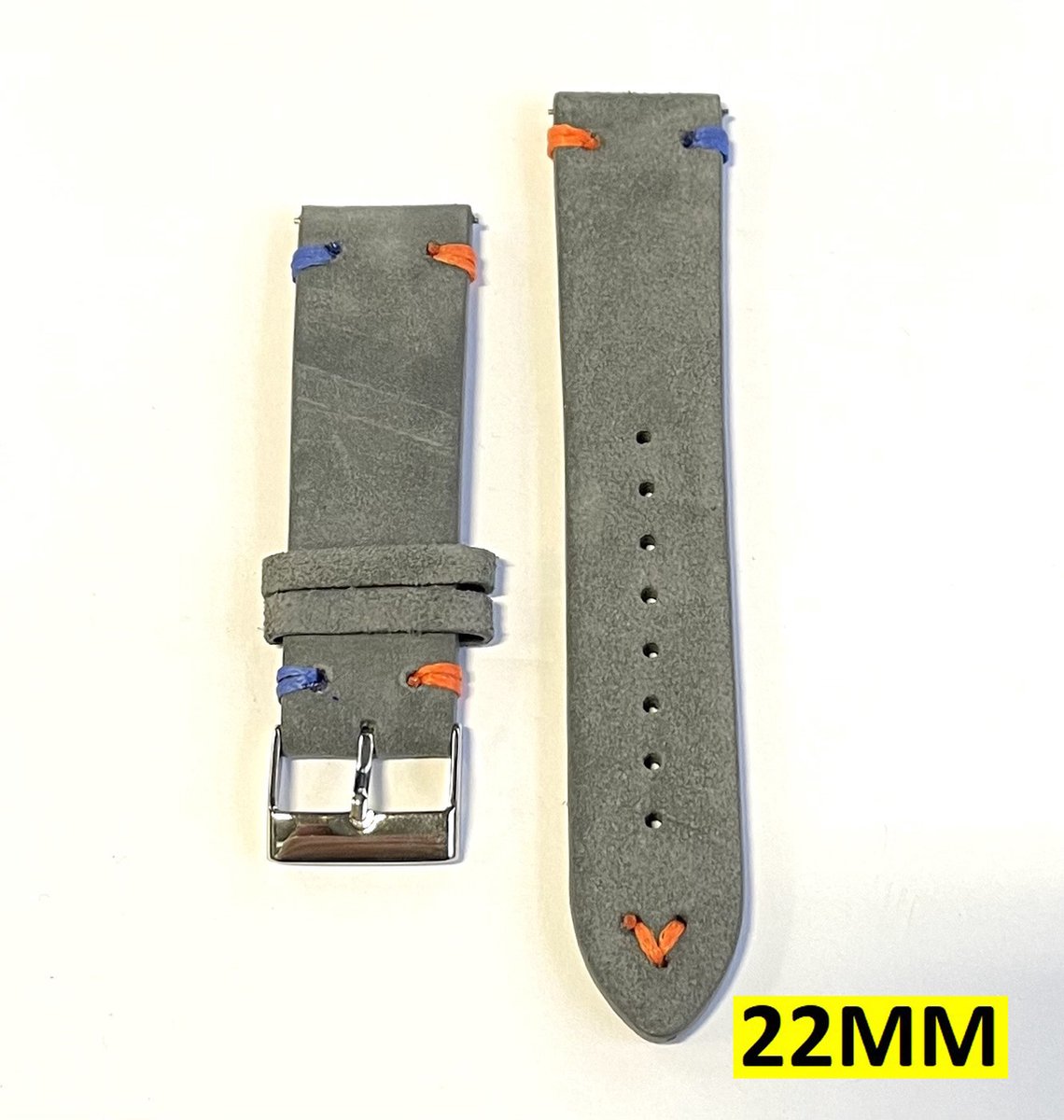 Suede Horloge Band - Horlogebandje - Nato Strap - Universeel - 22MM - Grijs