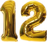 set folieballon goud cijfer lucht en Helium 80cm Feest party versiering decoratie ballon folie huwelijk verjaardag