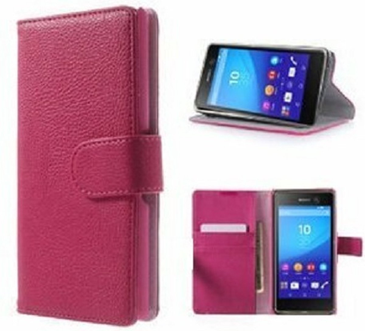 Sony Xperia M5 Hoesje Met Pasjeshouder Bookcase Roze
