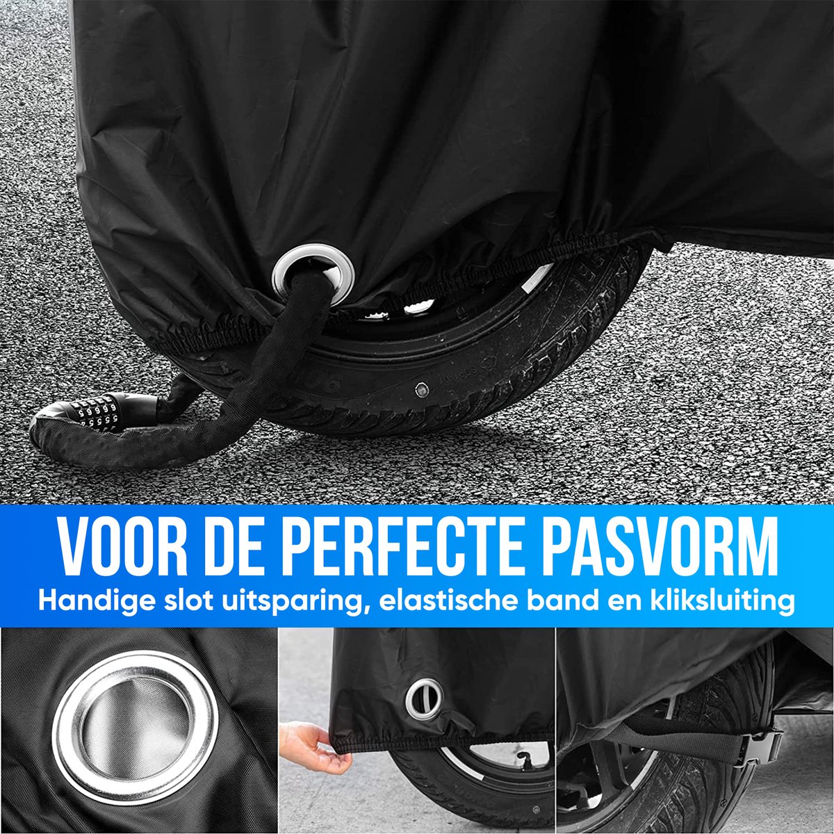 Strex Scooterhoes / Motorhoes Universeel voor alle Scooters / Motors - Waterdicht 300D Oxford - Geschikt voor Windscherm - Scooter Hoes - Motor Hoes - Incl. Opbergzak – foto 4
