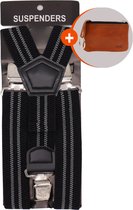Safekeepers bretels heren - Bretels - bretels heren volwassenen - bretellen voor mannen - bretels heren met brede clip - zwart-grijs