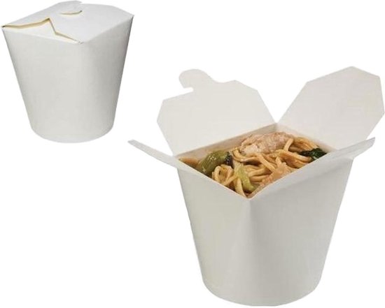 Foto: Noodle box asian food wok to go beker wit 50 stuks 16oz 475ml