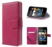 HTC Desire 310 Hoesje Met Pasjeshouder Bookcase Roze