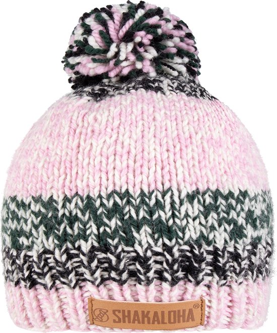 Shakaloha Gebreide Wollen Muts Heren & Dames Beanie Hat van merino wol zonder voering - Barca Beanie Mrn Pink Unisex - One Size Wintermuts