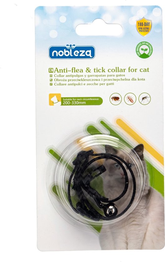 Nobleza Vlooien halsband kat - anti vlooien halsband - 20 t/m 33 cm - Langdurige werking - zwart