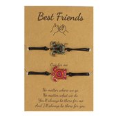 Bixorp Friends Vriendschapsarmbandjes voor 2 met Schildpadjes - Roze + Blauw - BFF Armband Meisjes - Best Friends Armband Vriendschap Cadeau voor Twee