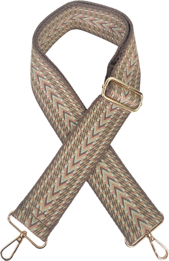 Qischa® Bag strap - Tassenriem - Schouderband - Schouderriem - Tassen Riem - Tas Hengsel - Verstelbare Riem - taupe, groen, roze - gouden hardware