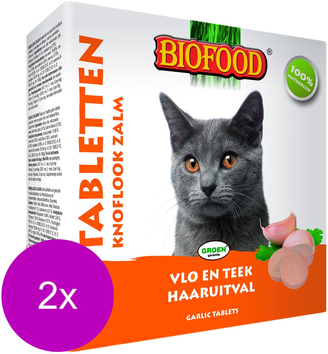 Bol.com Biofood Huid & Vacht - Kat - Snack - Glutenvrij - Knoflook & Zalm - 2 x 60 gr aanbieding