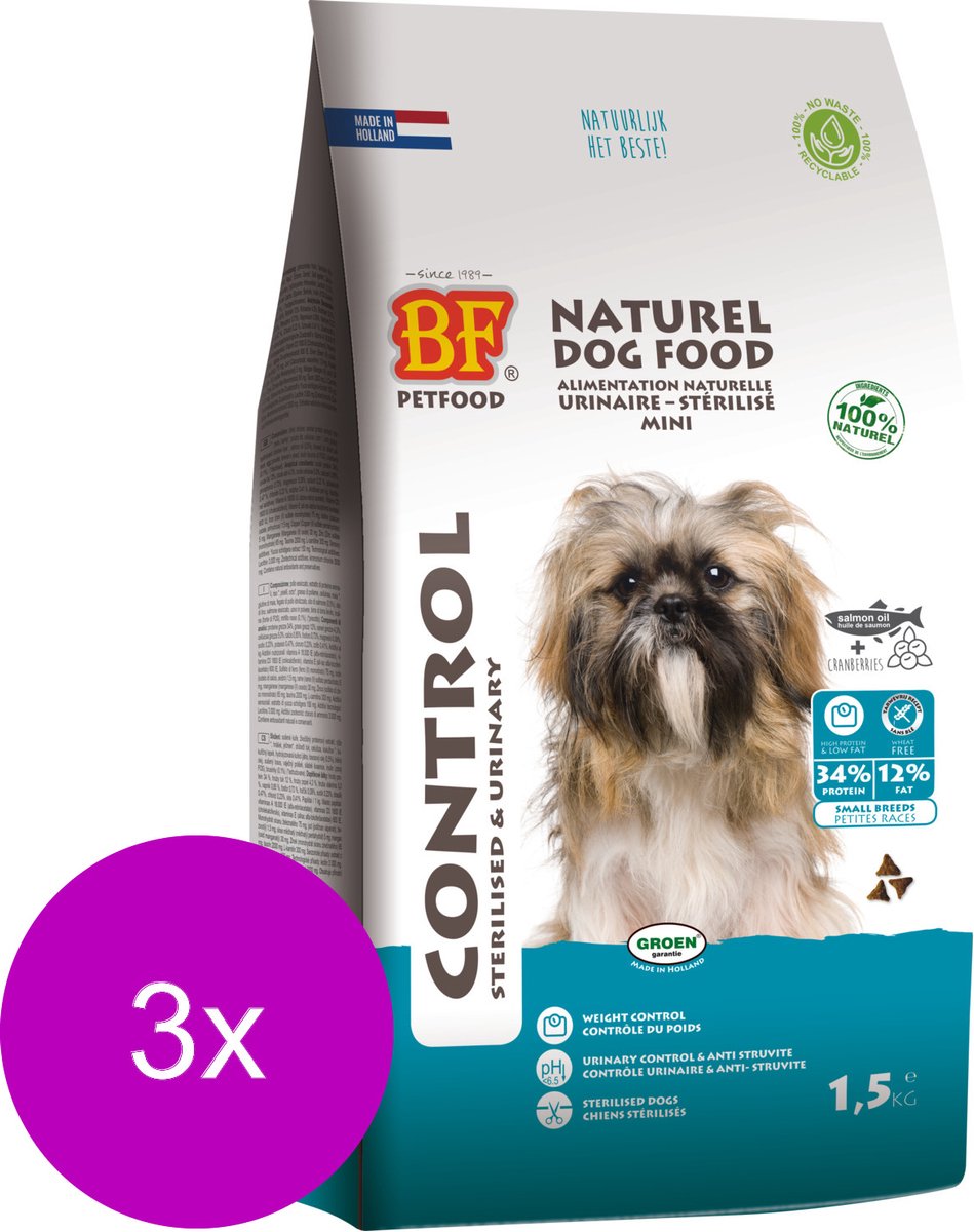 Bf Control Small Breed - Hondenvoer - 3 x Kip Rund Erwt 1.5 kg