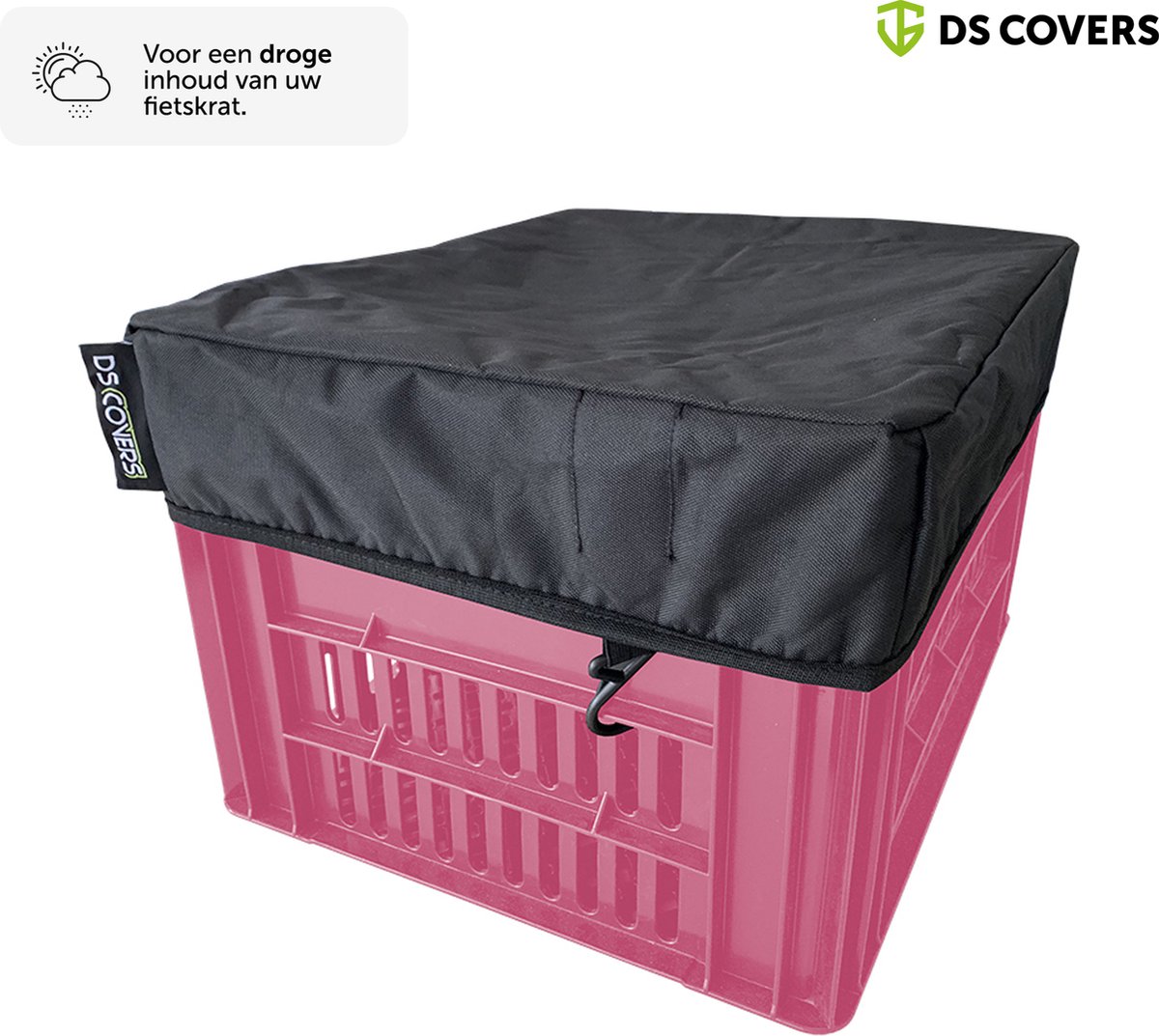 CRATE Fietskrathoes – Waterdicht – Regenhoes voor Fietskrat – Beschermt tegen Regen & Vuil – Maat M – Zwart – DS COVERS – foto 2