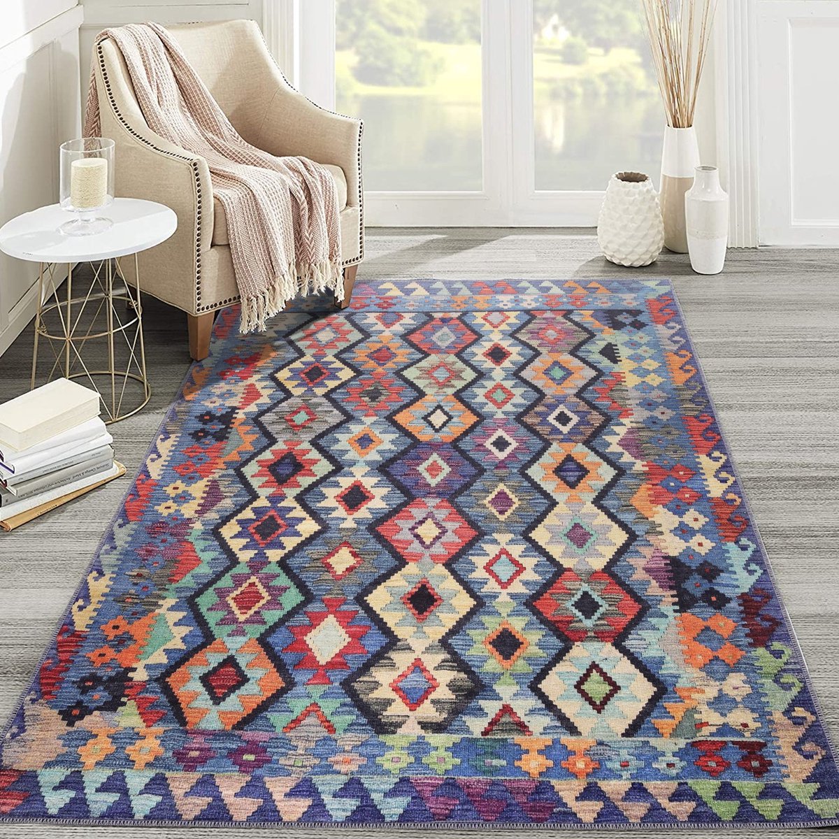 NETLINE HOME - Vloerkleed | Wasbaar Vloerkleed | Antislip | Wasbaar Tapijt voor Keuken, Slaapkamer, Hal, Woonkamer | Vloerkleed Oosters Design Tapijt | Laagpolig (120X180)
