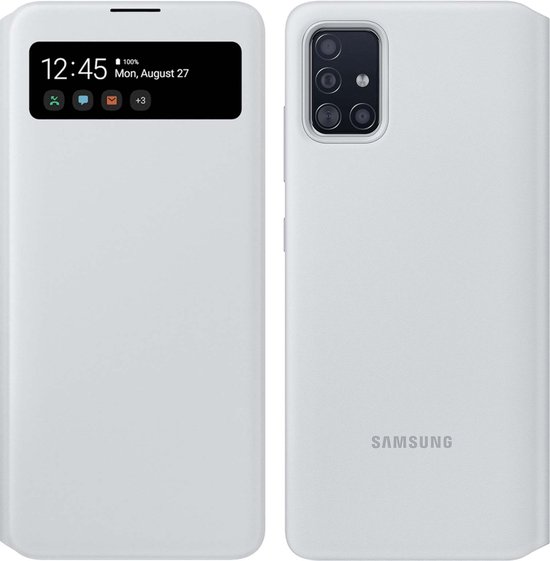 Origineel Samsung Galaxy A71 Hoesje S-View Wallet Cover Wit/Roze | bol.