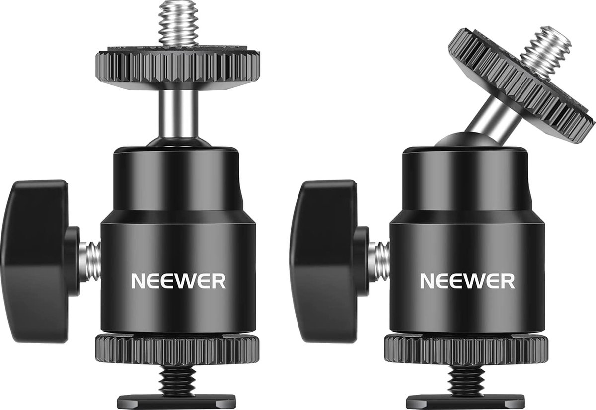 Neewer® - Set van 2 - Flitsschoenhouders met extra 1/4 inch Schroef - Minibal - Flitsschoenhouderadapter voor camera's - Camcorders - Smartphone - Videolamp - Microfoon - Ringlamp - ST17 - Neewer