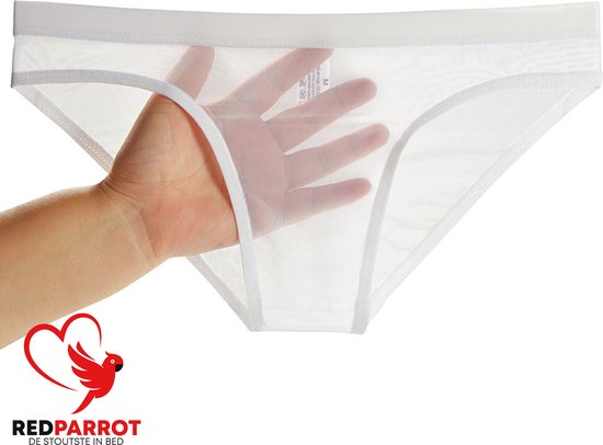 Transparante zijde onderbroek heren Wit | Erotische slip | Sexy ondergoed |  M tot en... | bol