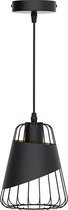 LED Hanglamp - Hangverlichting - Aigi Pendin - E27 Fitting - Ijzeren Frame - Retro - Klassiek - Zwart - Aluminium