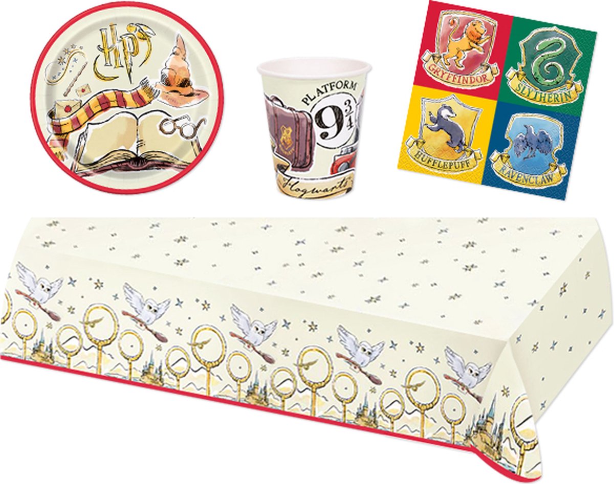 Harry Potter - Forfait fête - Articles de fête - Fête d'enfants - 8 Enfants  - Nappe 