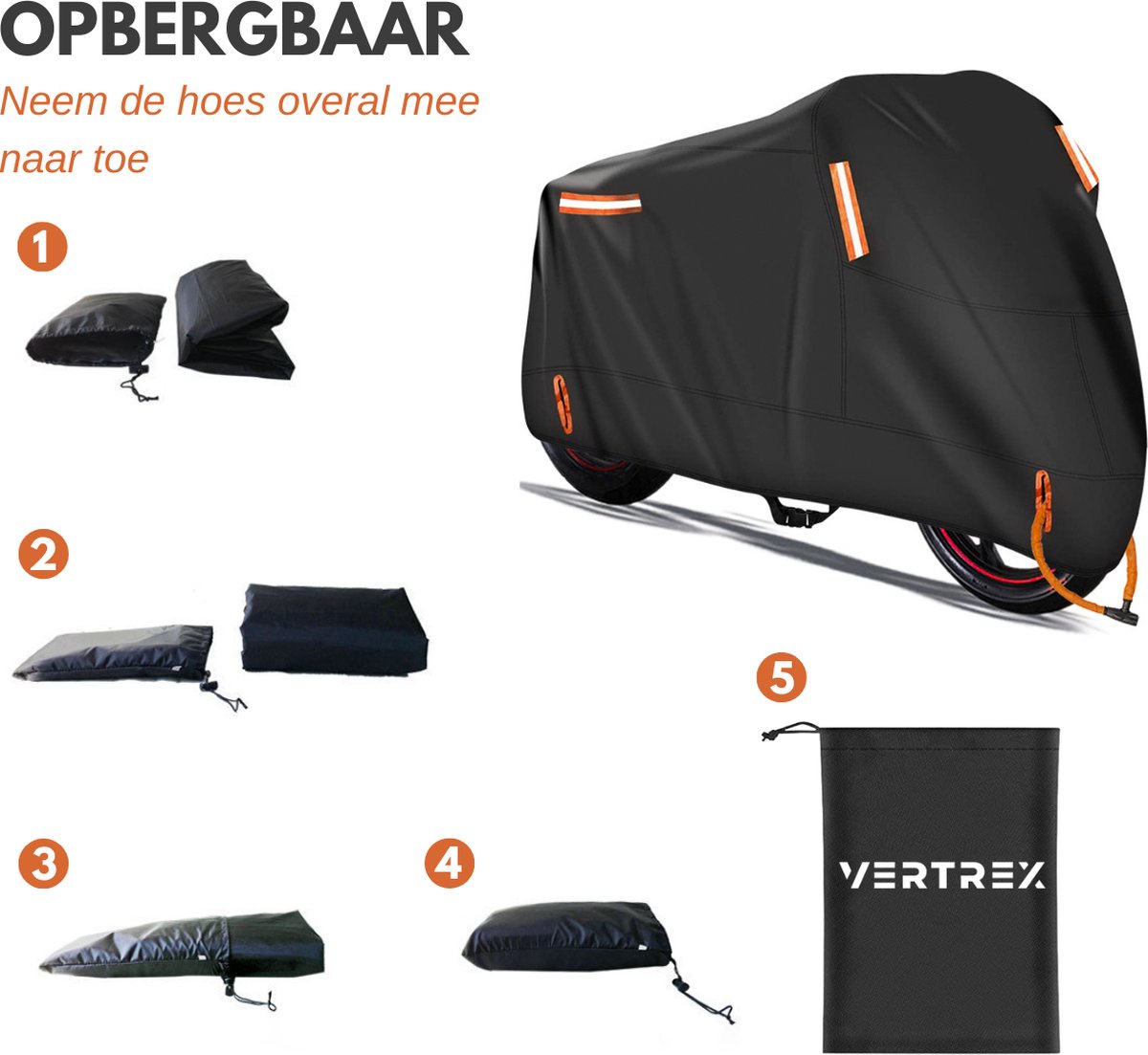 Vertrex Motorhoes & Scooterhoes - met Windscherm - Scooter Hoes - Waterdicht Buiten - Motor hoes – foto 6