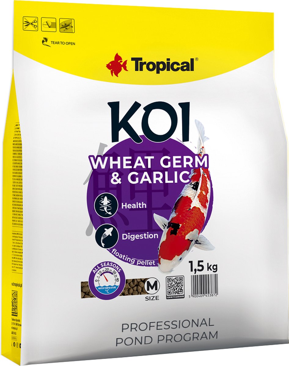Tropical Koi Wheat Germ & Garlic - 5 Liter | 1,5KG - Koivoer - Vijvervoer