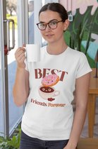 Shirt - Best friends forever - Wurban Wear | Grappig shirt | Koffie | Unisex tshirt | Koffiezetapparaat | Koffiebonen | Wit