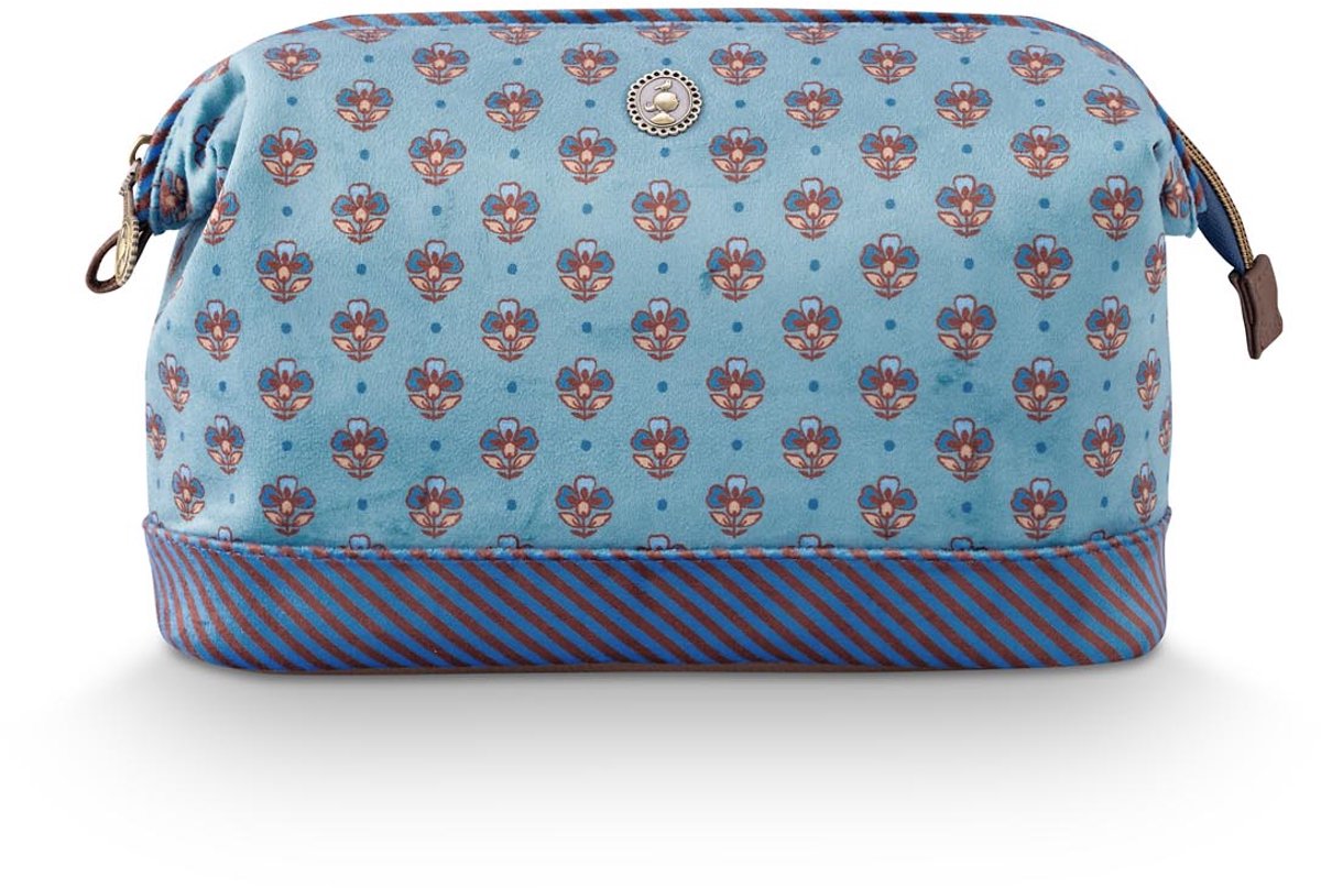 Pip Studio - Make-up Tas - Cooper Large Jaipur Flower - Blauw - 26x12x18cm