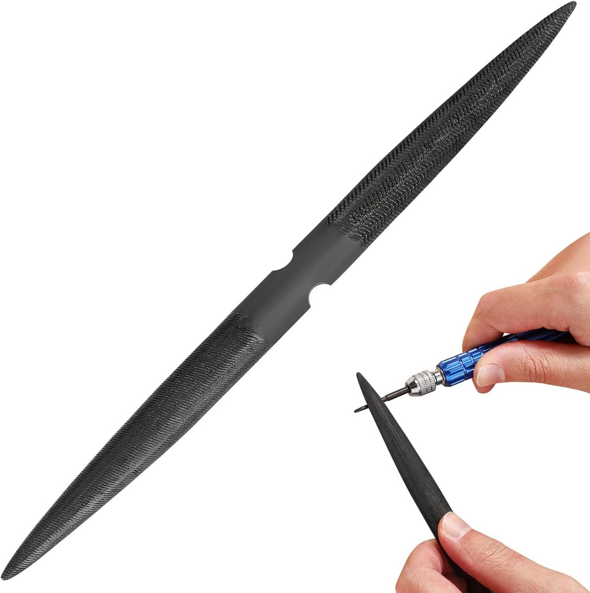 Wassnijvijl Dubbelzijdige wax vijl 20. 7 cm/8. Vlak halfrond 14 inch waxvijl gereedschap voor vijlen snijden (zwart)
